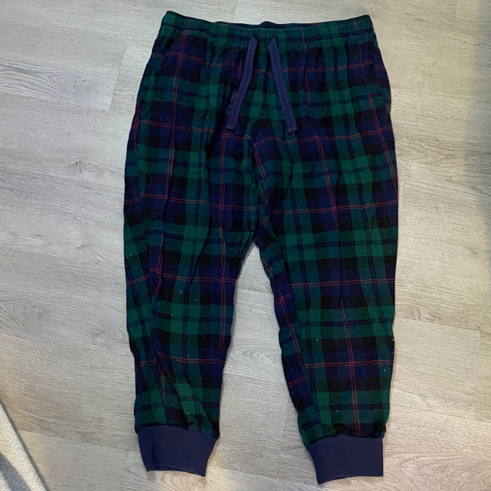 Old Navy Pajama Joggers Womens Large Green Navy Blue Plaid Flannel Lounge Pants‎